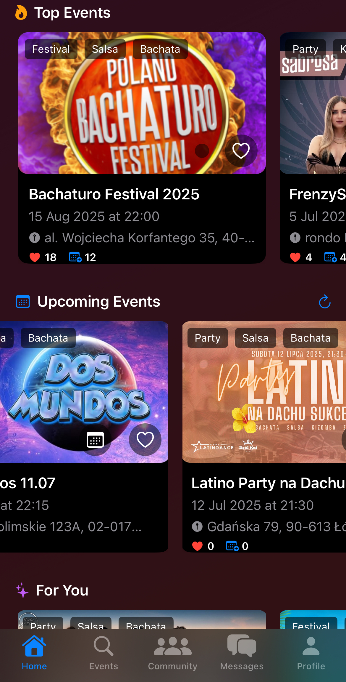 Personalized Events Screenshot